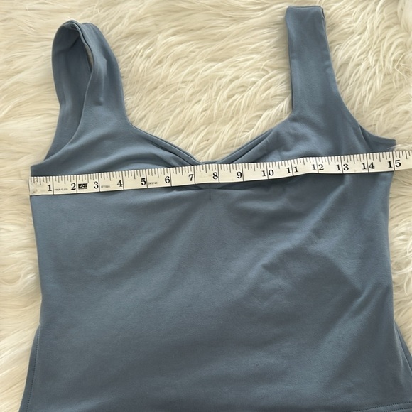 Eiffelt Blue Ruched Crop Tank Top Size Medium Sweetheart Neckline Y2K - Picture 9 of 9